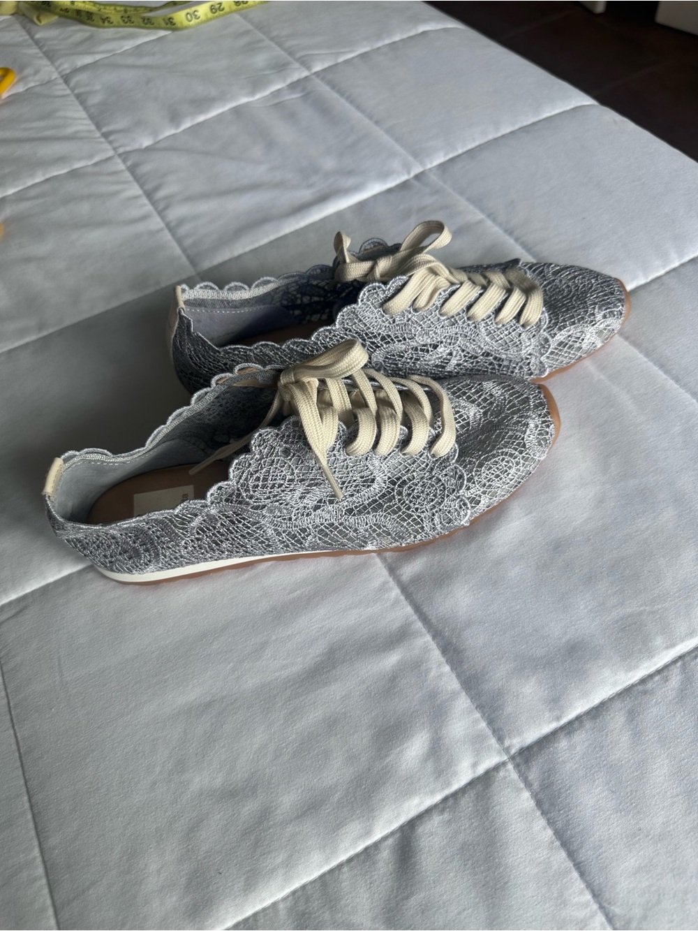 Dolce Vita Women's Lace-Overlay Sneakers in Gray and Cream